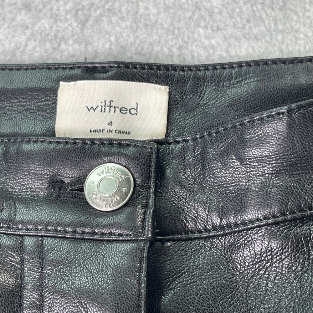 Wilfred Aritzia Black Faux Leather Pants, Women SZ 4, chic, sleek, edgy - Picture 16 of 16